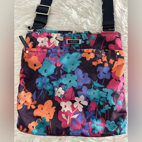 TUMI Floral Nylon Messenger Crossbody Bag - Picture 2 of 12